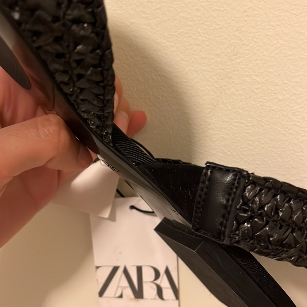 Zara WOVEN RAFFIA SLINGBACK FLATS. Multi-Color. Sizes 6.5, 7.5, 8. New with Tags - Picture 6 of 6